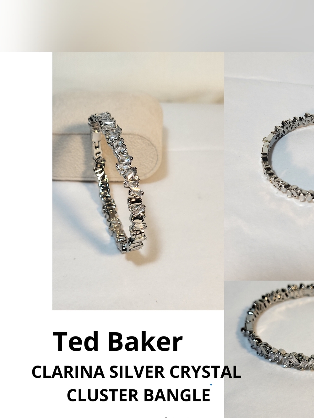 Ted Baker Silver Crystal Cluster Bangle - Silver. Not Pack Original.# 010